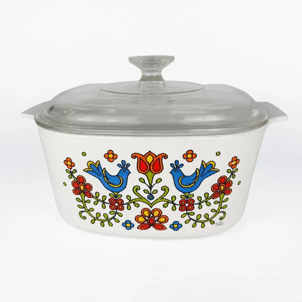 Corning Ware Country Festival 3 Qt Casserole Vintage 1975 Blue Bird